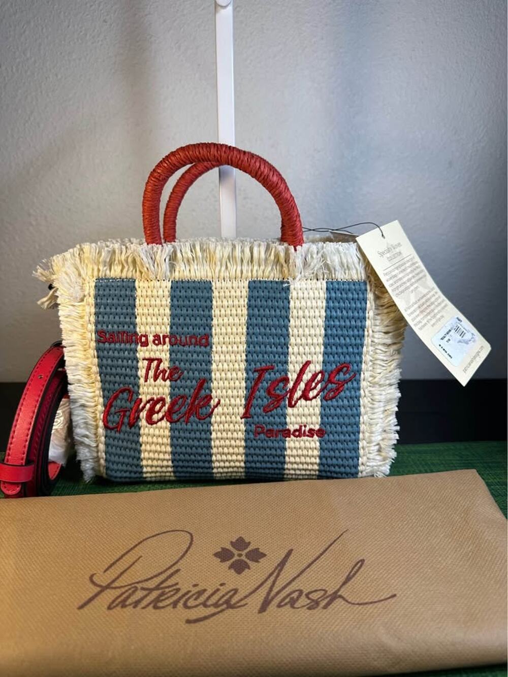 Patricia Nash "Greek Isles" Woven Straw Tote - NWT